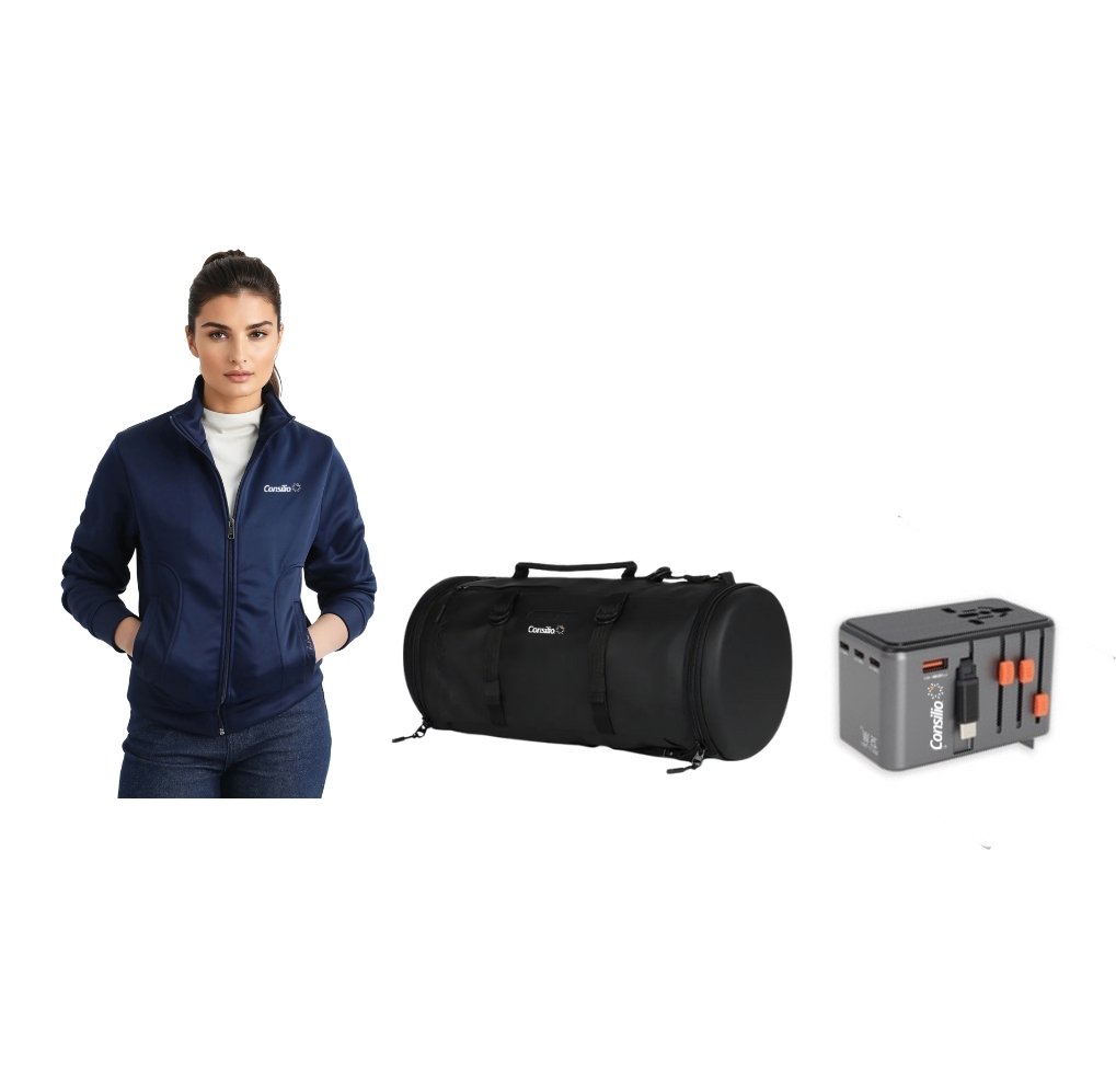 Jacket + Duffle Bag + Universal Charger